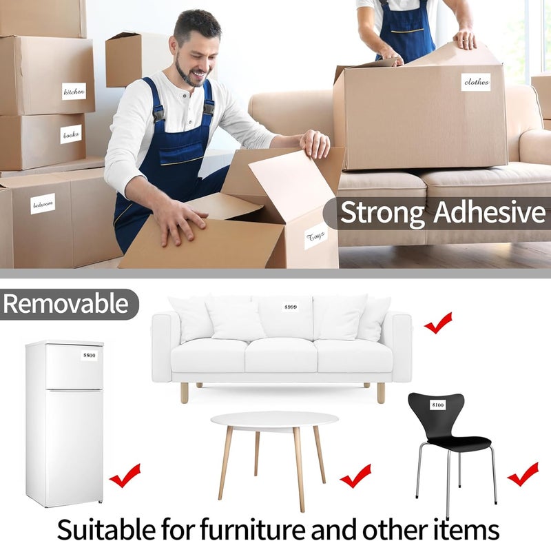 STARLIBOO Removable Colored Labels Stickers, 3X5 Inch Removable Large Label Stickers for Moving Boxes and Storage Bins- Waterproof- Tear Resistant (White) - Image 5